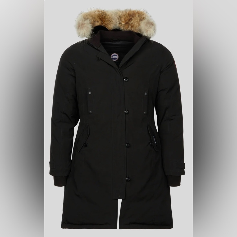 Canada Goose Kensington Parka Black Jacket with Logo Patch